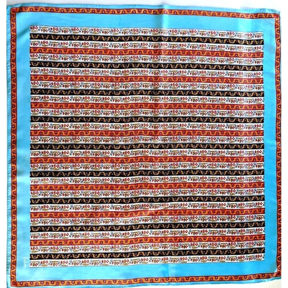 Vintage Nordstrom Echo Square Scarf Turquoise Multicolor Silk Blend 22" Japan